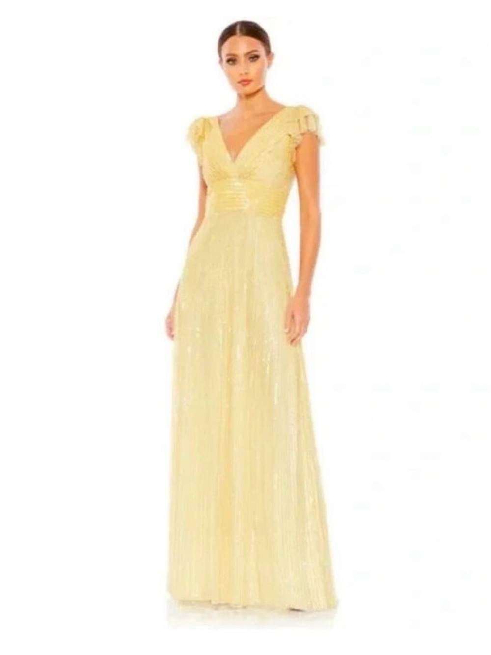 Mac Duggal V-Neck Sequin Maxi Gown